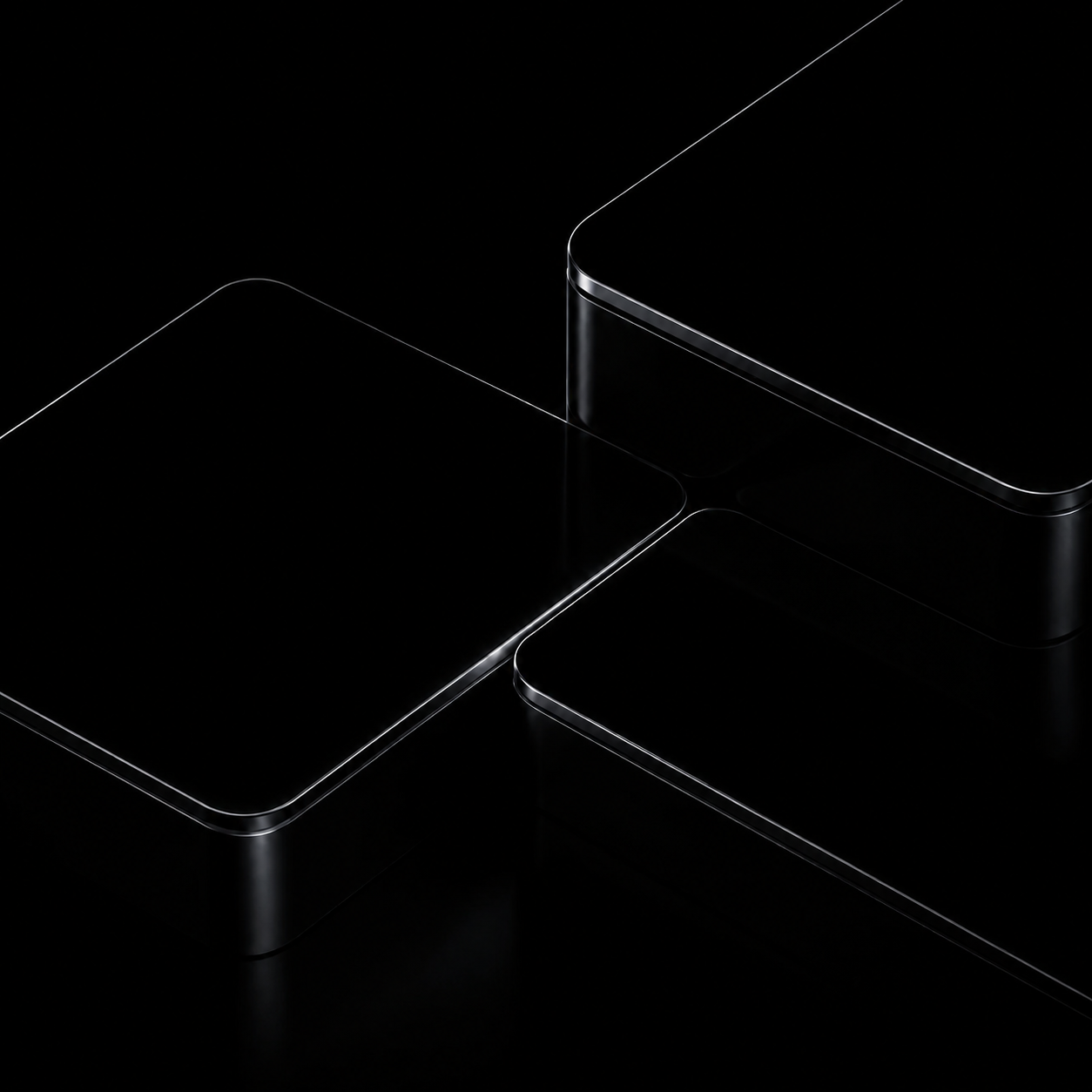 Three polished blocks offset against one another